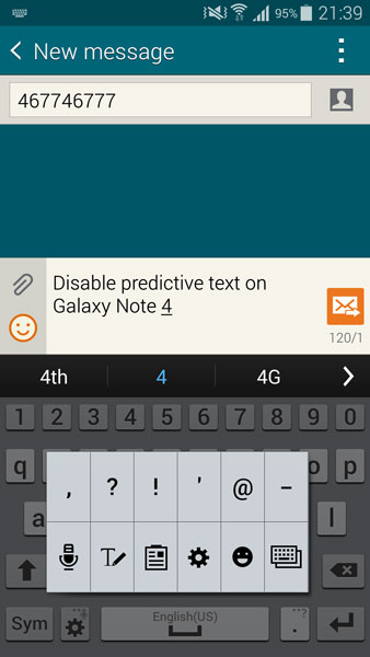 turn off predictive text galaxy note 4