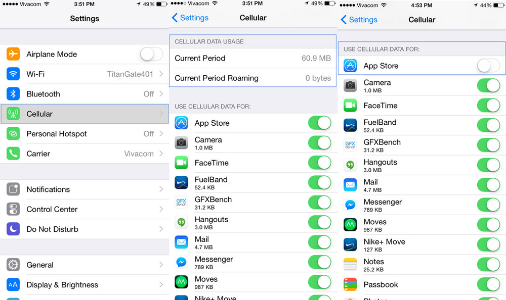 check data usage amount ios 8