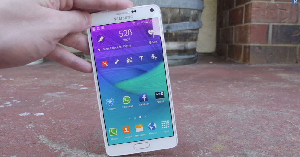 galaxy note 4 drop test front