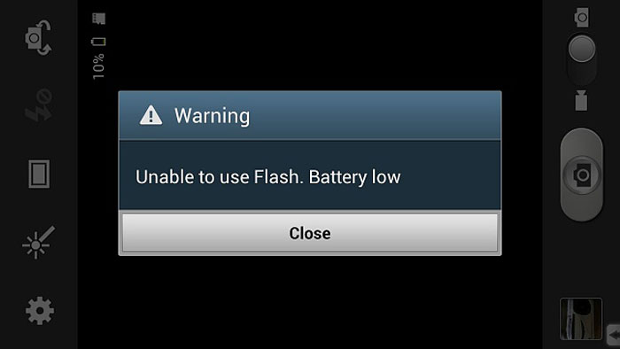 low battery warning led camera note 4