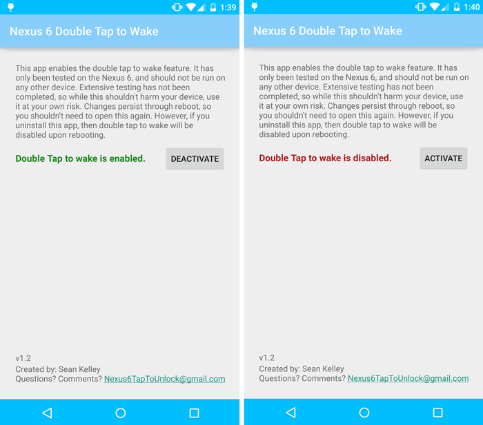 double tap to wake nexus 6