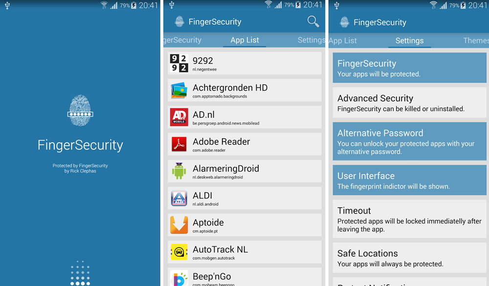 finger security all apps samsung