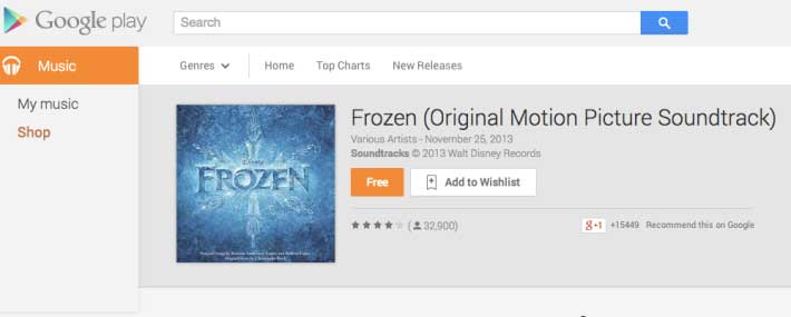 frozen let it go song free play store