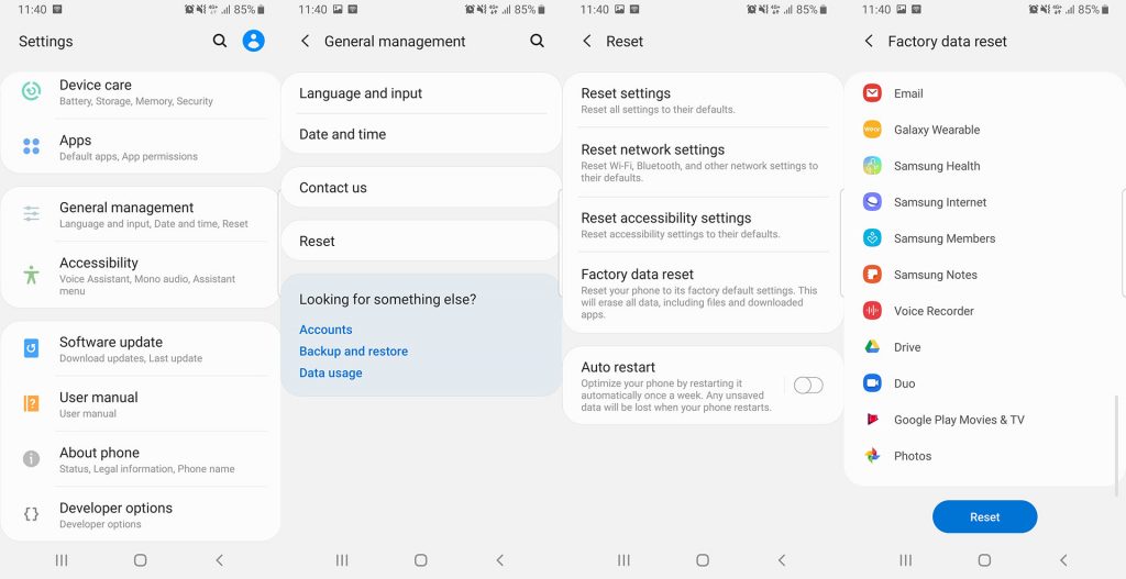 galaxy s10 wipe data factory reset