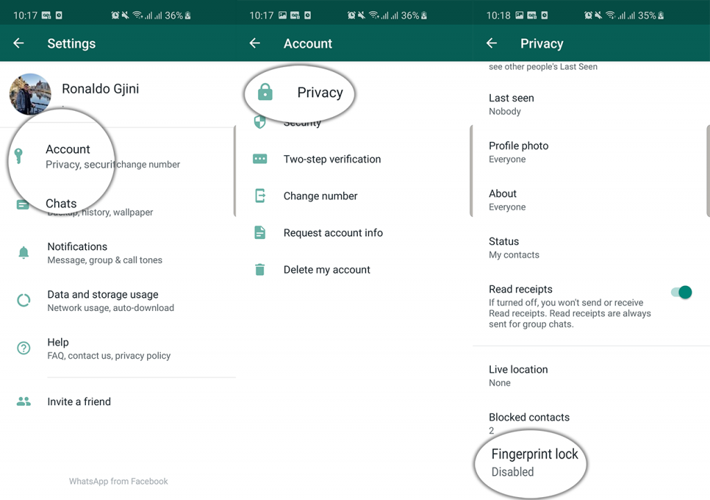 enable whatsapp fingerprint lock