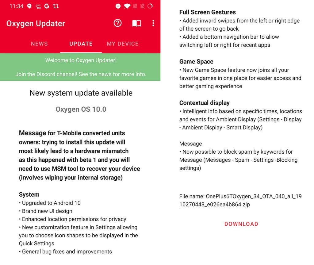 oxygenos 10 updater