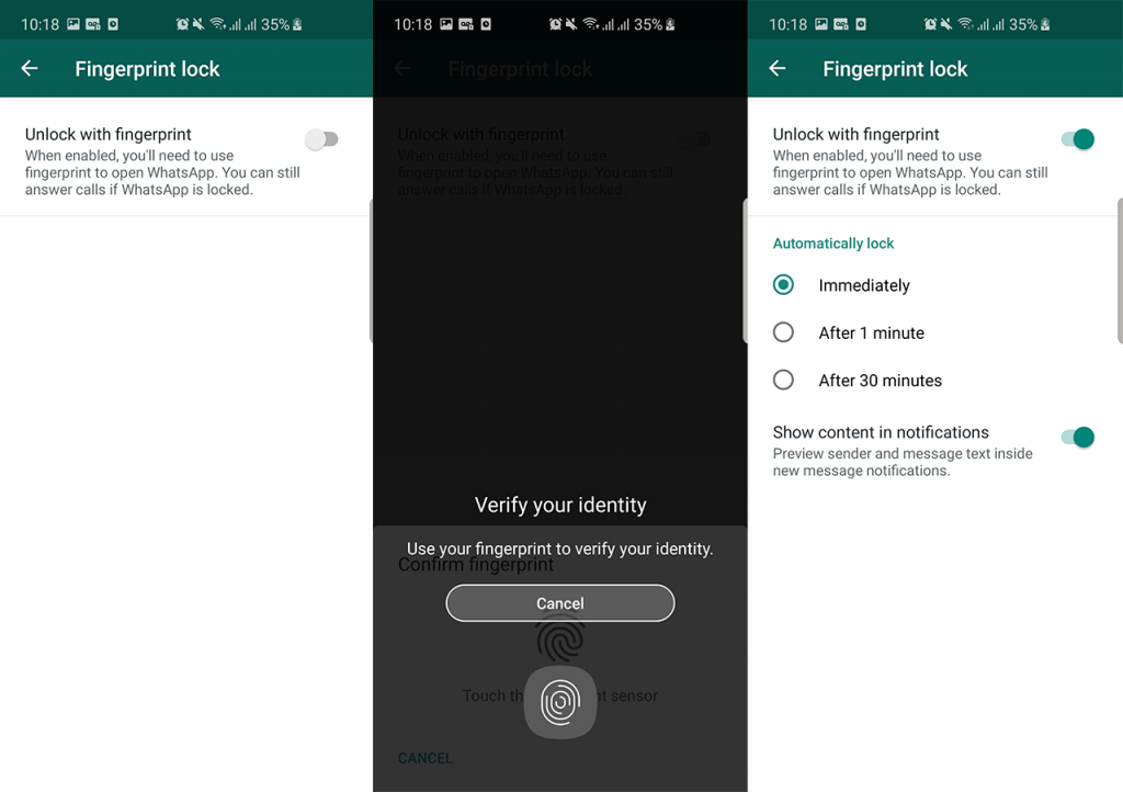 whatsapp apk fingerprint lock