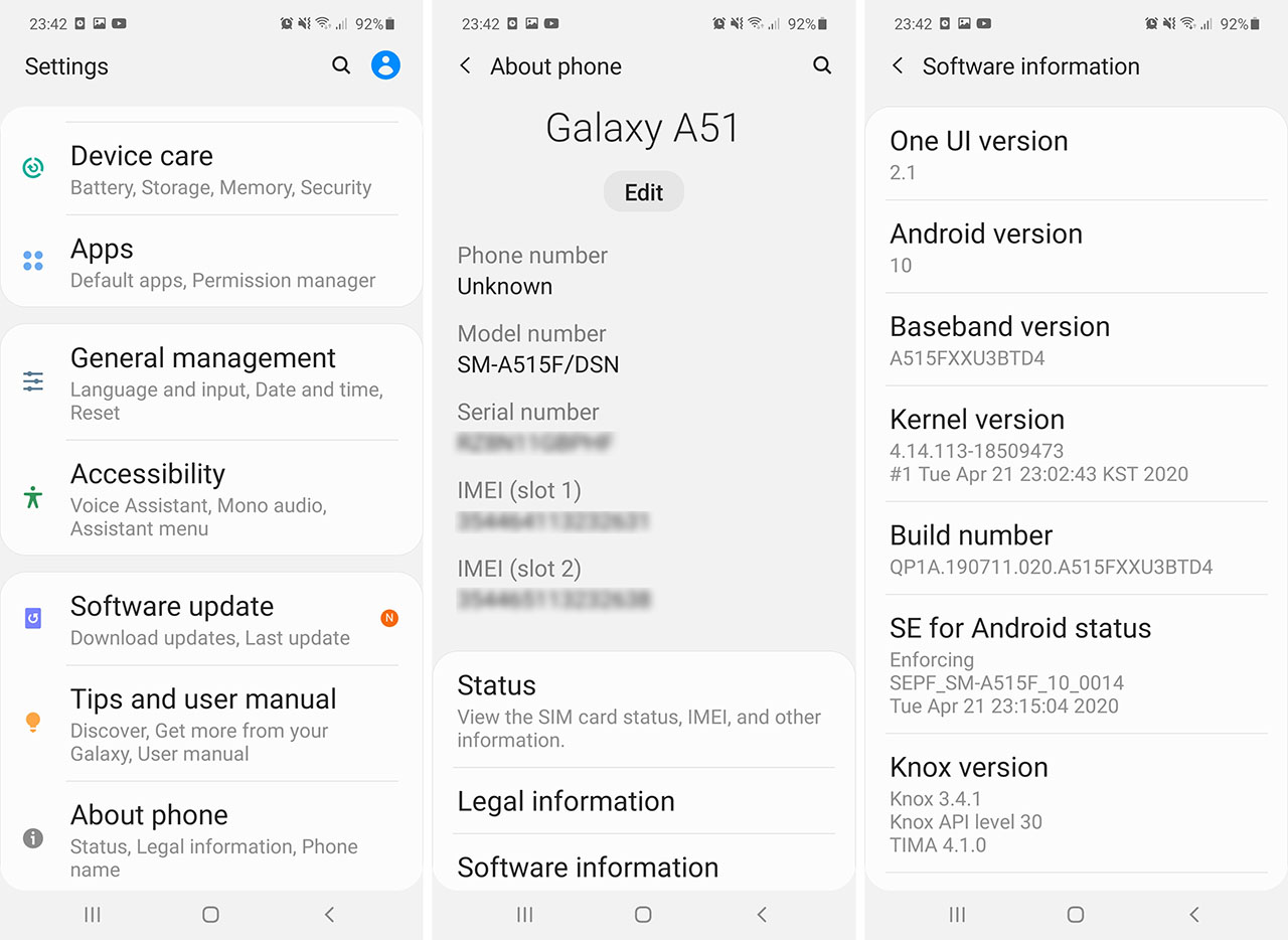 galaxy a51 settings