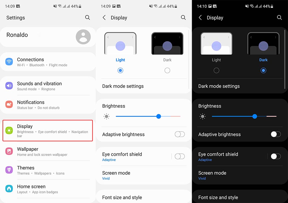 enable dark mode Galaxy A03s